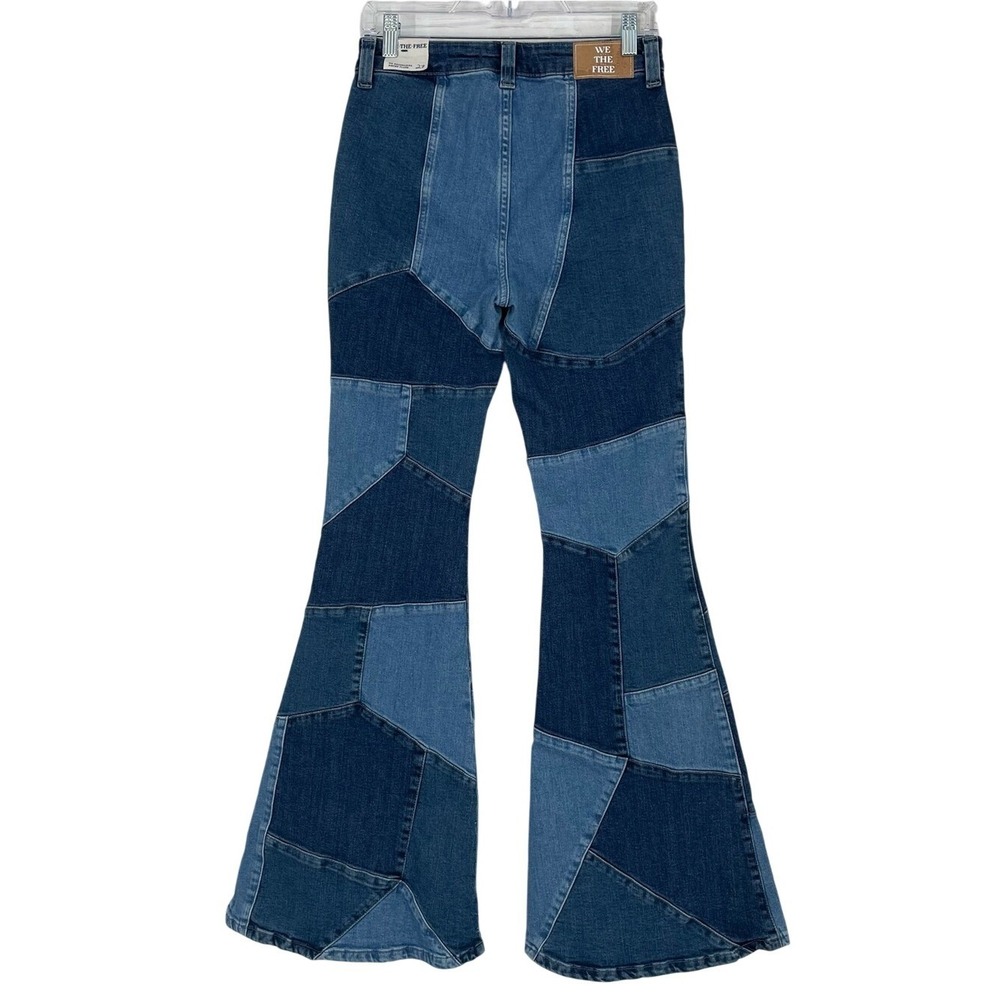 We The Free No Boundaries Pieced Flare Size 27  Patchwork Blue NWT - Picture 4 of 9
